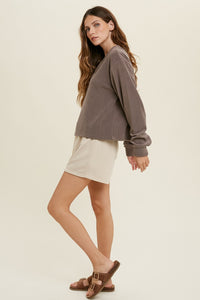 Fleece Relaxed Knit Top - Cocoa