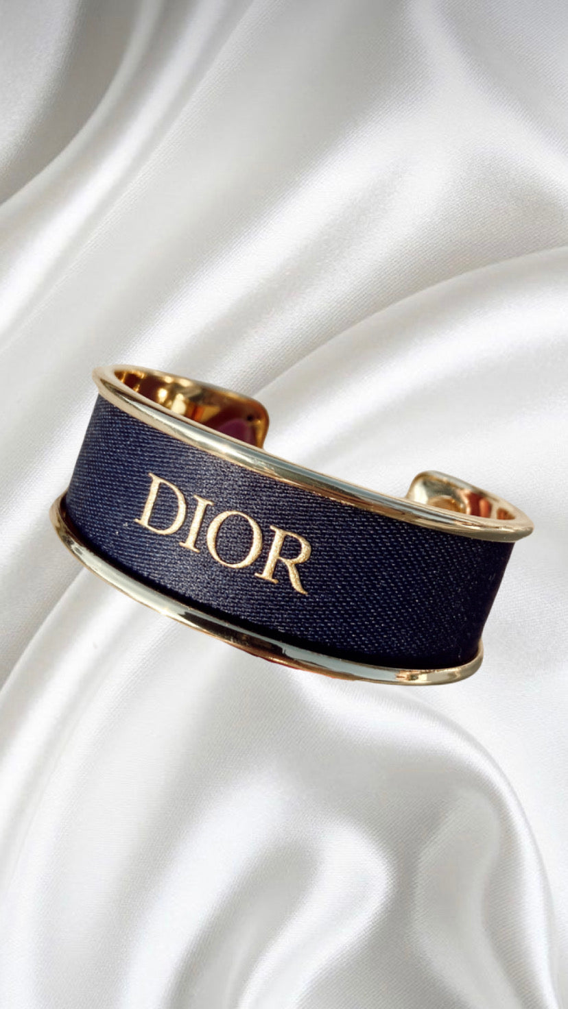 Navy & Gold Dior Ribbon Cuff