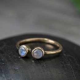 Double Faceted Stone Ring - Moonstone