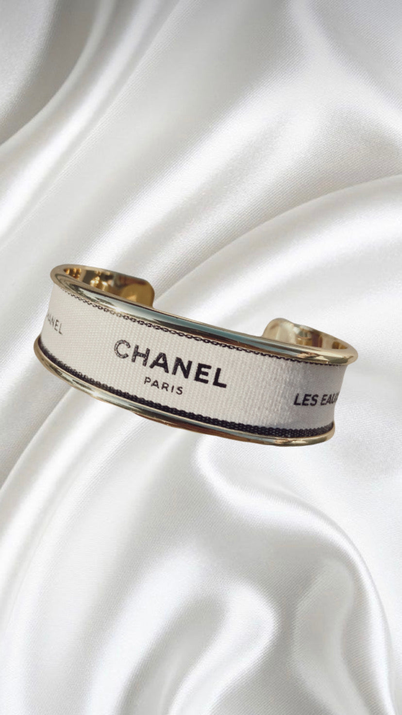 White Chanel Ribbon Cuff