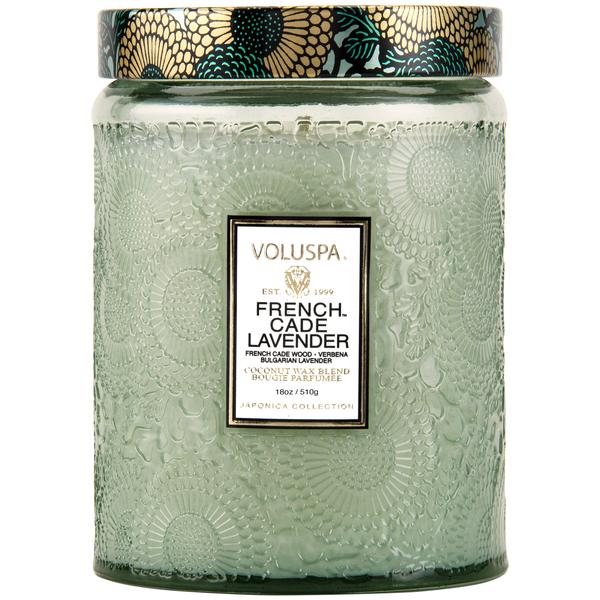 French Cade & Lavendar Large Glass Candle