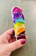Load image into Gallery viewer, White Sage &amp; Rainbow Chakra Roses Smudge Sticks