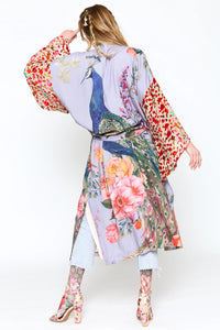 Fantasy Kimono - Blue Peacock Print