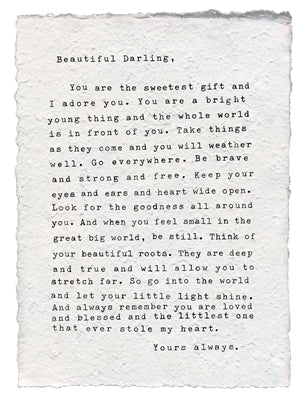 Letter to Sophie Handmade Art Print