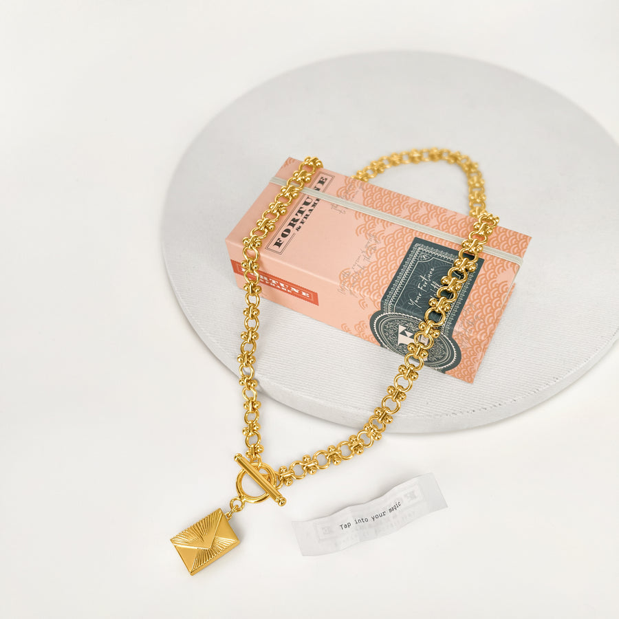 Love Letter Envelope Locket - Gold