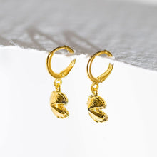 Load image into Gallery viewer, Mini Fortune Cookie Huggie Earrings - Gold