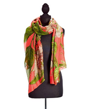 Load image into Gallery viewer, Coral Passion Flower Scarf