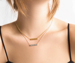 Engraved Bar Pendant: Embrace the Future - 14K Gold-Plated Silver