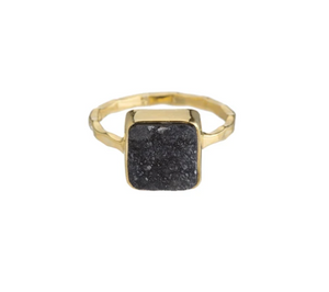 Black Druzy Ring