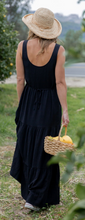 Load image into Gallery viewer, Black Linen Tiered Maxi Dress