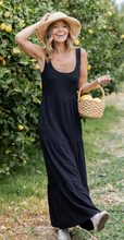Load image into Gallery viewer, Black Linen Tiered Maxi Dress