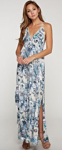Dusty Blue Floral Maxi Dress