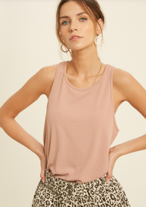 Rose Ribbed Muscle Tank