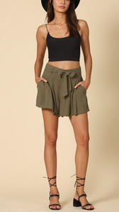 Hi Waisted Flowy Gauze Shorts