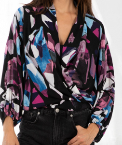 Multi Abstract Versatile Wrap - Black & Plum