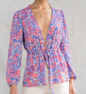 Trendy Floral Print Long Sleeve Top