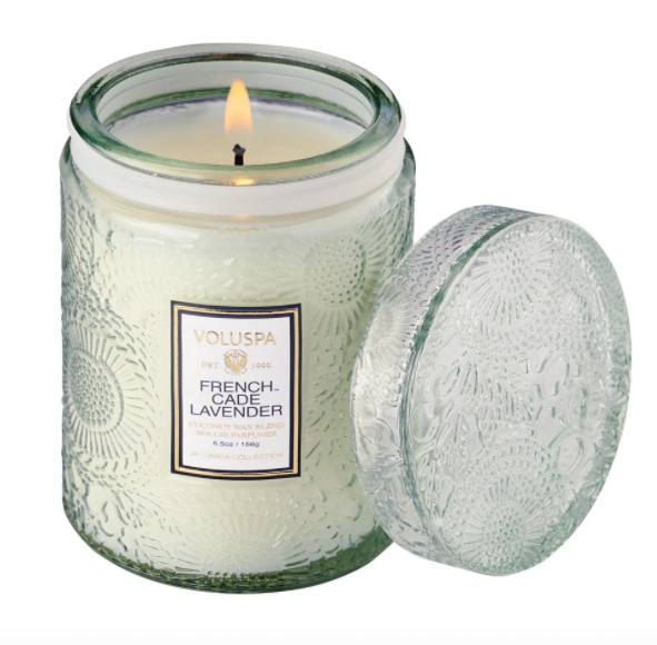 French Cade & Lavender Small Glass Jar Candle