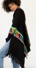 Load image into Gallery viewer, Black Multi Waterfall Fringed Hem Duster