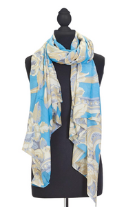 Sky Blue Roses Scarf