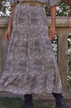 Woven Elastic Band Maxi Skirt