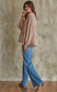 Long Sleeve Chiffon Ruffle Top