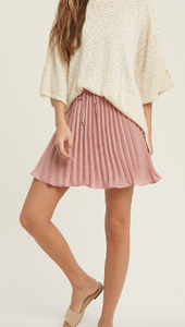 Satin Pleated Mini Skirt - Mauve
