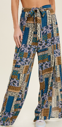 Blue Patchwork Pants