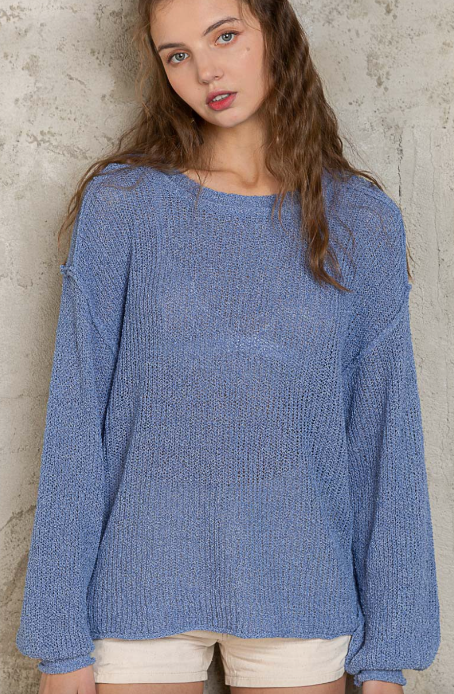 Knit Thin Sweater - Blueberry