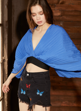 Load image into Gallery viewer, The Vanessa Pleated Crop Top - Blue