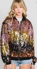 Load image into Gallery viewer, Woven Sequin Bomber Jacket