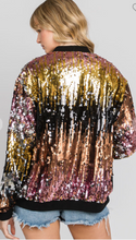 Load image into Gallery viewer, Woven Sequin Bomber Jacket