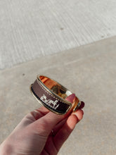 Load image into Gallery viewer, Brown &amp; White Hermes Paris Ribbon Cuff