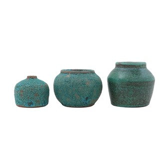 Terracotta Turquoise Vase - Set 3