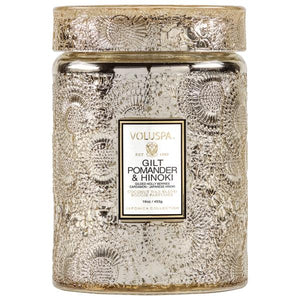 Gilt Pomander & Hinoki Large Glass Jar Candle