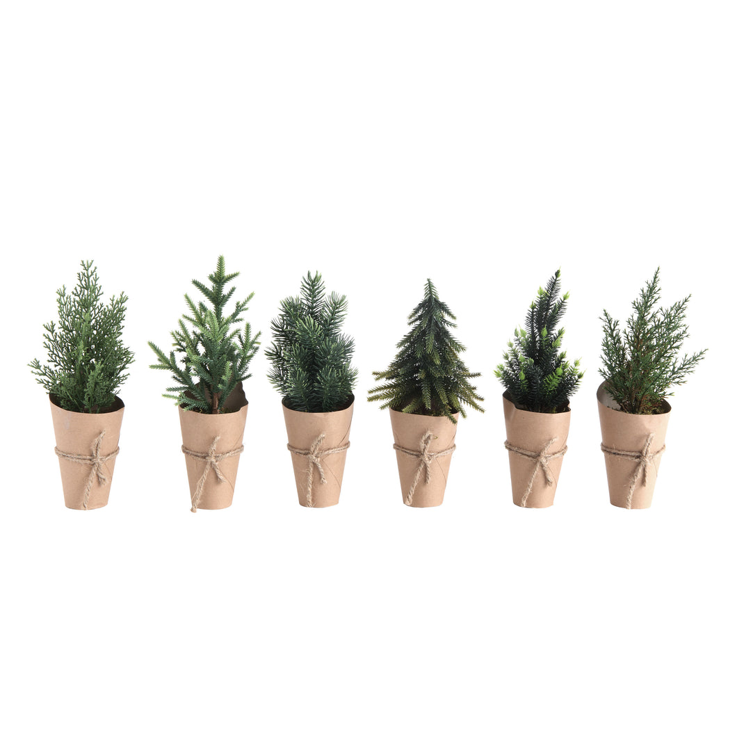 Assorted Paper Wrapped Mini Christmas Trees
